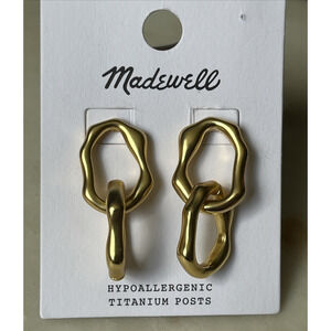 Madewell Molten Link Hoops in Vintage Gold Drop Hoop Statement Organic Chunky